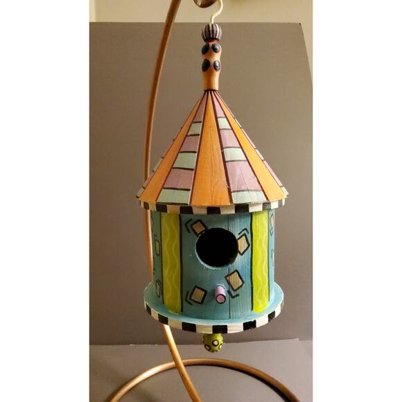 Handpainted Round Wooden Birdhouse - Picture 3 of 4